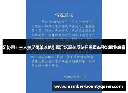 足协四十三人禁足罚单落地引爆足坛震荡反赌扫黑重拳整治职业联赛 足协四十三人禁足罚单落地引爆足坛震荡反赌扫黑重拳整治职业联赛